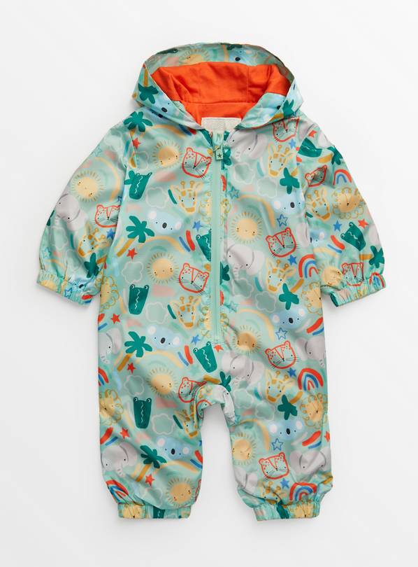 Green Animal Puddlesuit Up to 3 mths